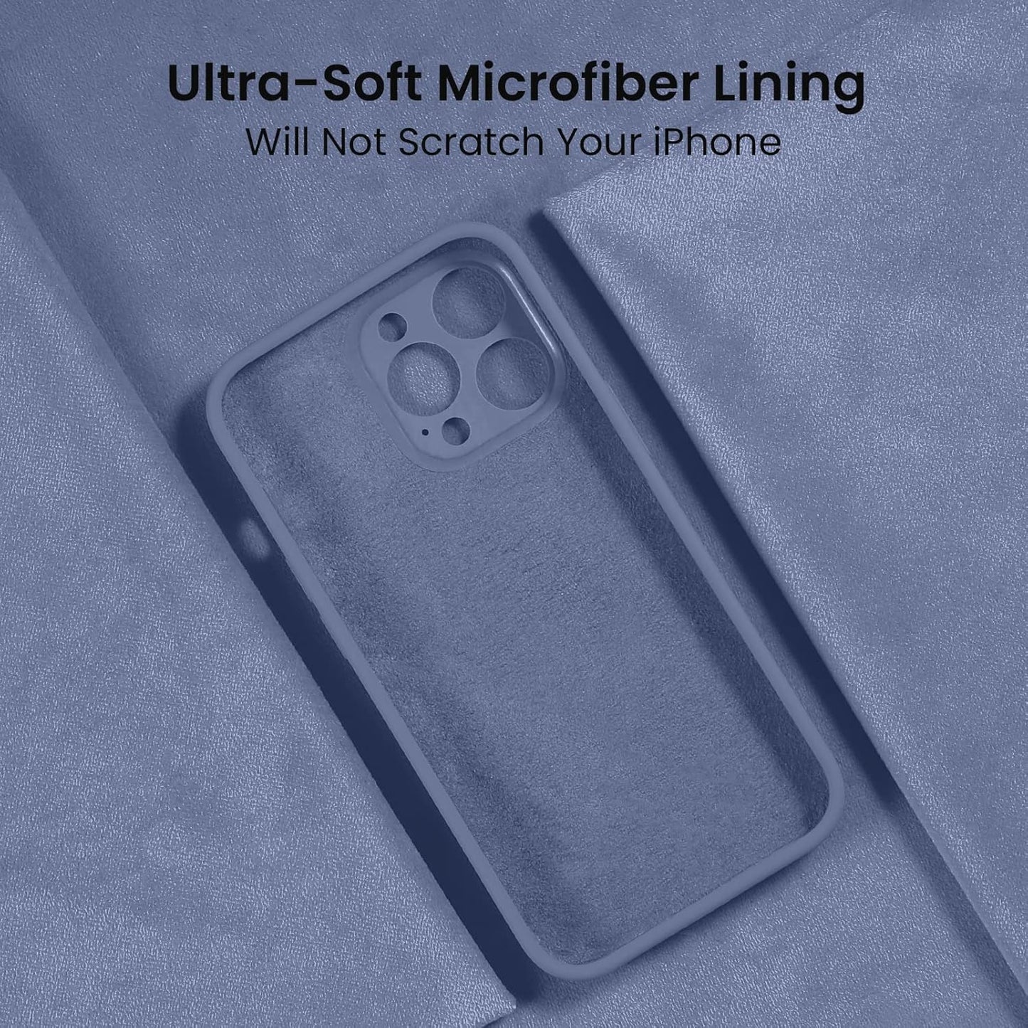 FireNova for iPhone 14 Pro Case, Silicone Upgraded [Camera Protection] Phone Case with [2 Screen Protectors], Soft Anti-Scratch Microfiber Lining Inside, 6.1 inch, Lavender Gray