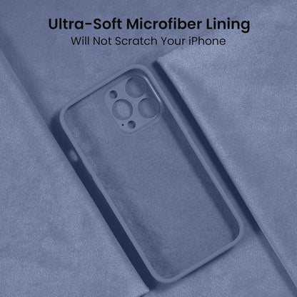 FireNova for iPhone 14 Pro Case, Silicone Upgraded [Camera Protection] Phone Case with [2 Screen Protectors], Soft Anti-Scratch Microfiber Lining Inside, 6.1 inch, Lavender Gray