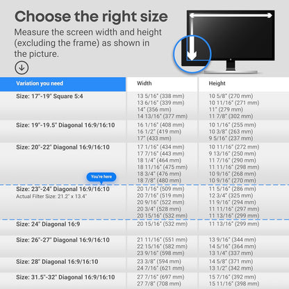 VINTEZ Blue Light Screen Protector for 23, 23.6, 23.8, 24 Inch Computer Monitor and Laptop – Anti-UV Blue Light Blocking Film for Desktop PC, Eye Protection Filter, 21.2" x 13.4", 1 Pack