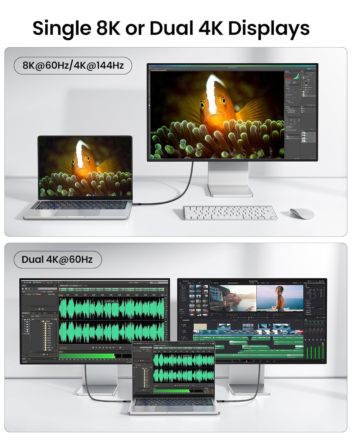 Silkland USB 4 for Long Thunderbolt 4 Cable 10FT/3M, 40Gbps Data Transfer, Supports 8K/5K@60Hz, 240W Charging PD 3.1,USB C Monitor Cable Compatible for Thunderbolt 3, Macbook, Monitor, Docking,SSD,XPS