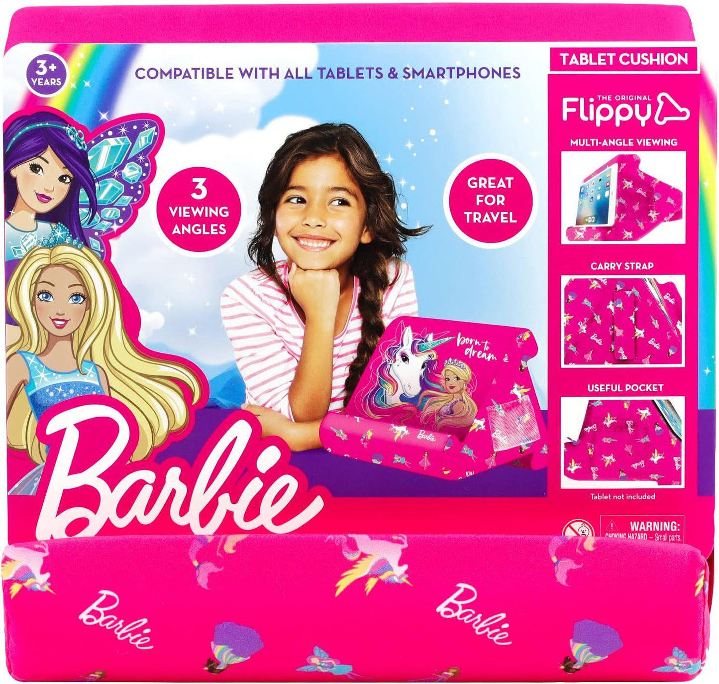 Flippy Tablet Pillow Stand - Cushion Tablet Stand & Holder, Bed Support for Lap and Desk, Compatible with Phone & Book Reading: Kindle, iPad Pro, iPhone & Samsung - Barbie