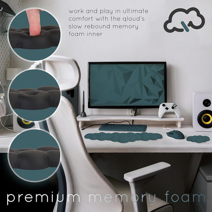 Qloud Cloud Wrist Rest Keyboard Wrist Rest for Computer Keyboard Pad, Cloud Keyboard Wrist Rest, Wrist Pad for Keyboard, Memory Foam, Non Slip Base, Comes with Mouse Pad - Dark Teal