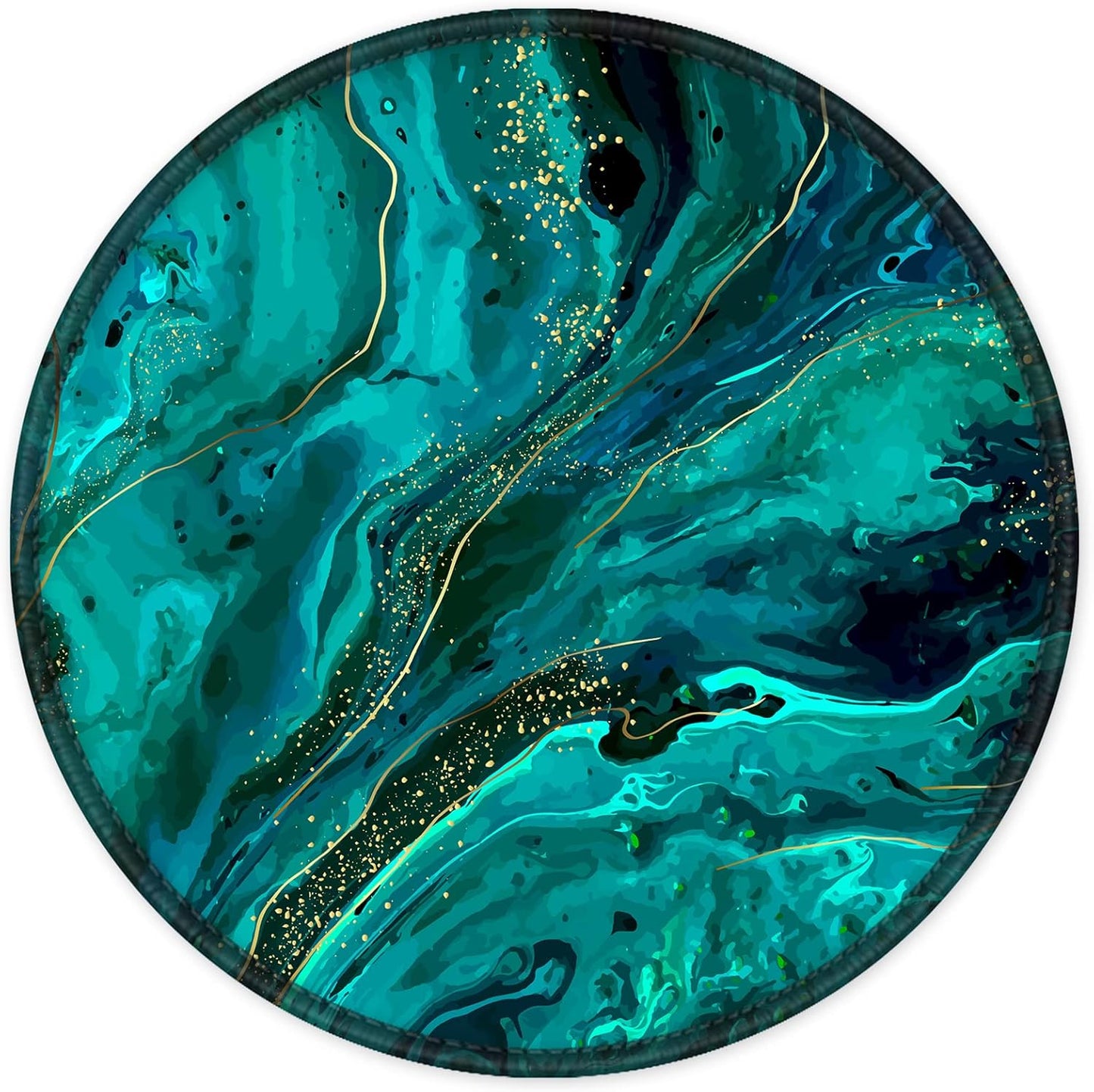 ITNRSIIET Round Mouse Pad with Stitched Edge Premium-Textured Waterproof Non-Slip Rubber Base Desktop Protection Mat Diameter 8.7 inches, Green Marble