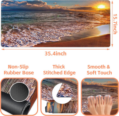 Mouse Pad Large Nice Sunset Non-Slip Game Desk Mat with Stitched Edge Laptop Keyboard Desk Pad for Work Home Gaming (35.4 x 15.7 Inches)