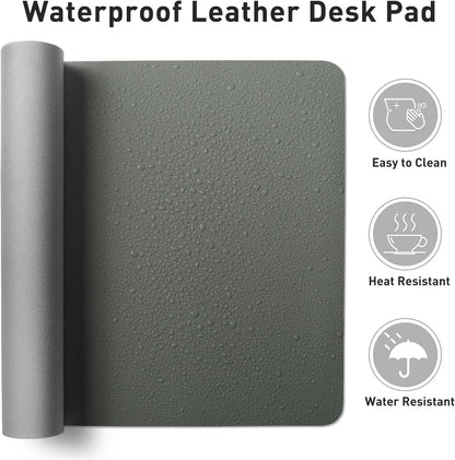 Aothia Leather Desk Pad Protector, Office Desk Mat, Large Mouse Pad, Non-Slip PU Leather Desk Blotter, Laptop Desk Pad, Waterproof Desk Writing Pad for Office and Home (Jungle Green, 31.5" x 15.7")