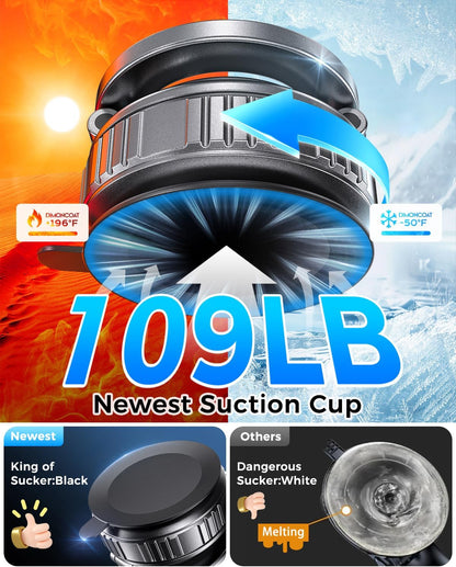 DIMONCOAT 2025 Upgraded Metal 360° Adjustable Vacuum Suction Cup Phone Mount [109LB Suction], Magnetic Phone Holder for Car, Foldable Portable iPhone Holder Magsafe Car Mount for iPhone 16 Pro Max