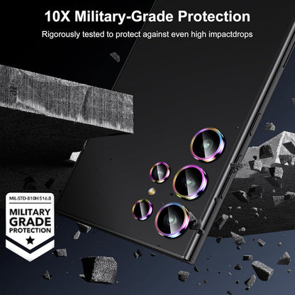 WSKEN for Samsung Galaxy S24 Ultra Camera Lens Protector, Ultra Thin Scratch Resistant 9H Tempered Glass with Aluminum Metal Circle Camera Screen Protector Cover Accessories, Colorful