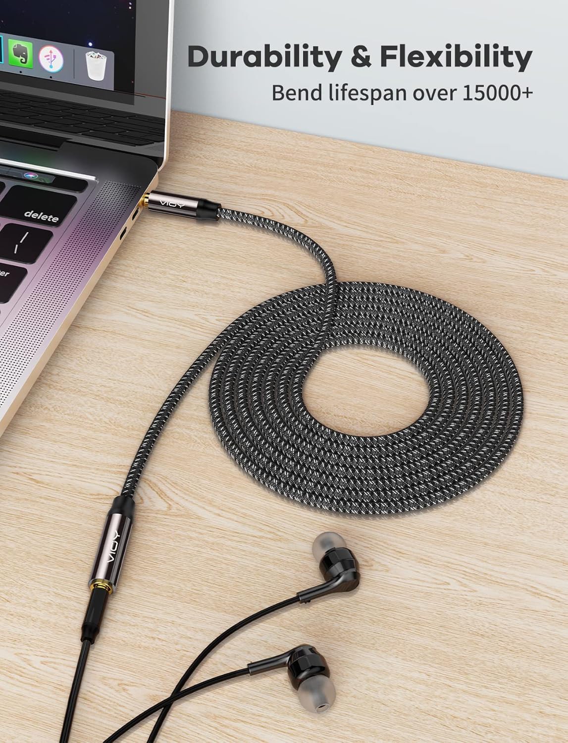 VIOY Headphone Extension Cable 6 FT,[Copper Shell, Hi-Fi Sound] 3.5 mm Male to Female Stereo Audio Cable Nylon Braided Aux Cord for Smartphones, Tablets, Media Player