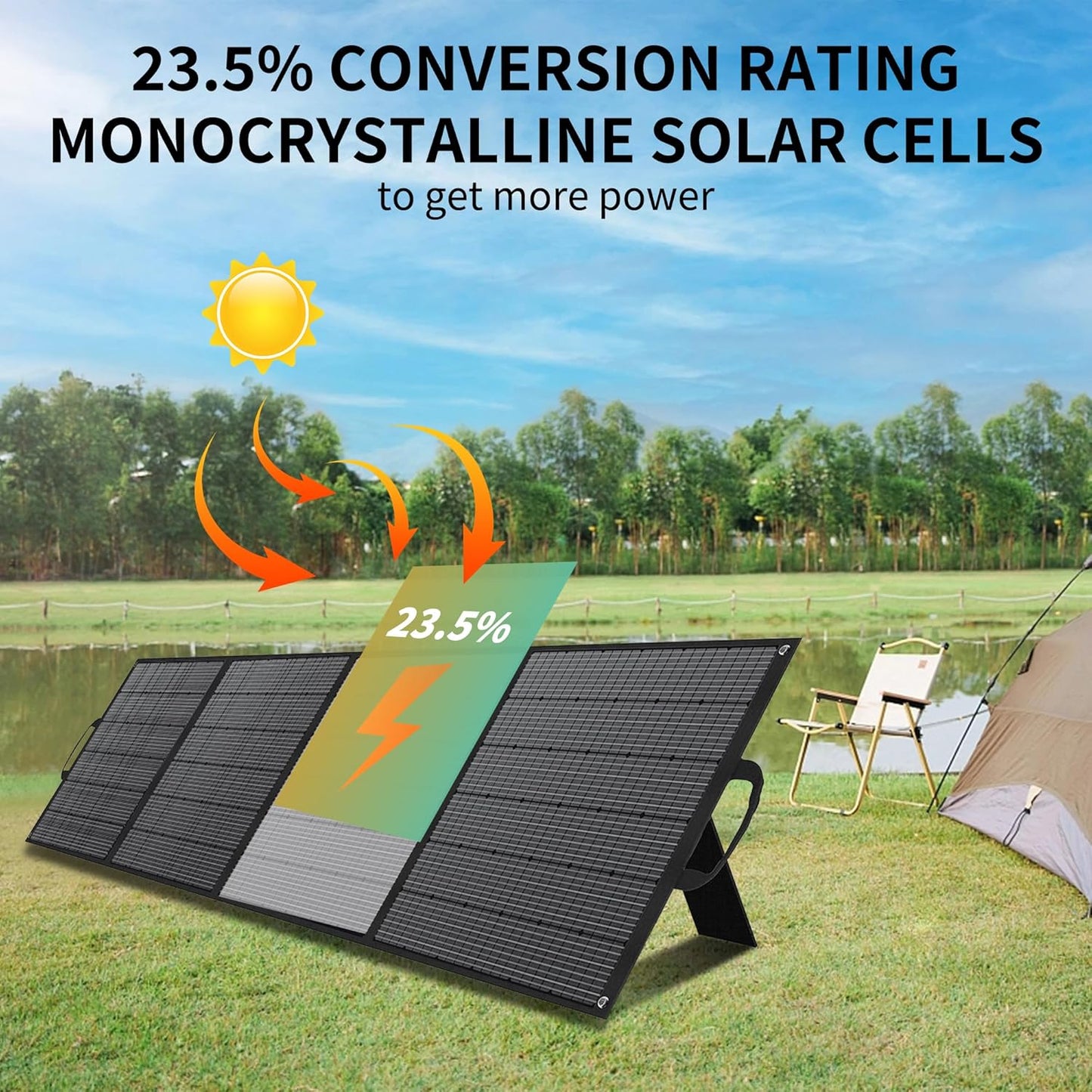 400W Portable Solar Panel for Power Station Generator,400 Watt Foldable Solar Panel Charger with MC4 Output,3-in-1 DC Connector,23.5% High Efficiency for Outdoor Camping RV Travel (400W)