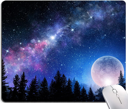 Mouse Pad, Forest Moon Mouse Pad, Washable Square Cloth Mousepad for Gaming Office Laptop, Non-Slip Rubber Cute Computer Mouse Pads for Wireless Mouse, Cute Mouse Pads for Desk