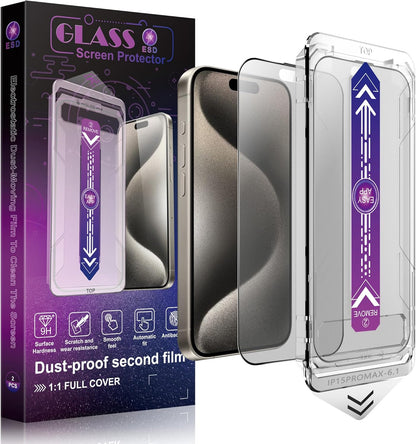 2 Pack Matte Screen Protector for iPhone 15 Pro Max 6.7-Inch Auto Dust Removal, No Bubbles, Tempered Glass Film, Easy Installation