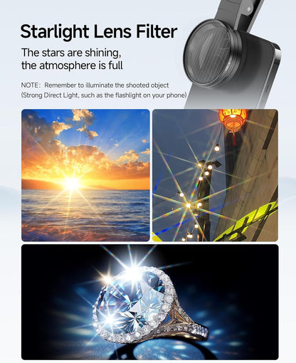 32X Macro Lens Kit for iPhone, 40-90MM, 3 in 1 Phone Camera Lens Kit, 52MM CPL Lens Filter + Starlight Lens Filter + Macro Lens for iPhone Samsung Android Smartphone
