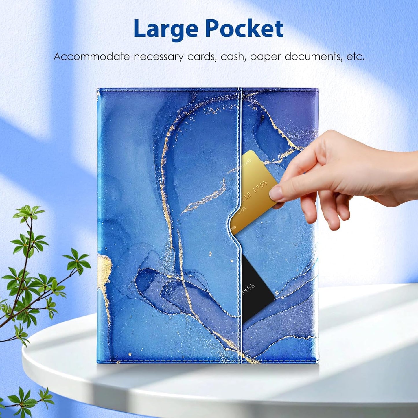 DTTO for iPad 11th (A16)/ 10th Generation Case with Keyboard (2025/2022), 7 Colors Backlit Wireless Detachable Keyboard Leather Folio Cover with Pencil Holder & Pocket, Sea Marble