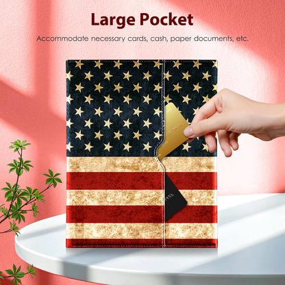 DTTO for iPad 11th (A16)/ 10th Generation Case with Keyboard (2025/2022), 7 Colors Backlit Wireless Detachable Keyboard Leather Folio Cover with Pencil Holder & Pocket, US Flag