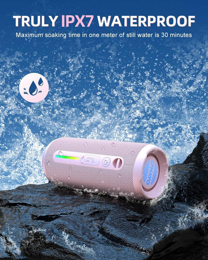 OHAYO Portable Bluetooth Speaker, IPX7 Waterproof Wireless Speaker with 24W Stereo Sound, Active Extra Bass, Bluetooth 5.3, RGB Lights, Up to 30H Playtime for Home, Outdoor, Party, Travel