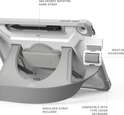 URBAN ARMOR GEAR UAG Designed for Microsoft Surface Pro 1st Edition 12" Case - Rugged Protective Cover with Multi-Angle Kickstand Pen Holder Hand Strap & Shoulder Strap, Plasma Healthcare White/Grey