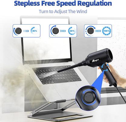 ATEngeus Air Duster, Stepless Speed Electric Air Duster, Multi-Use Compressed Air Duster, Keyboard Cleaner, Replace Canned Air, Air Blower for Clean Dust, Hairs, Laptop, PC