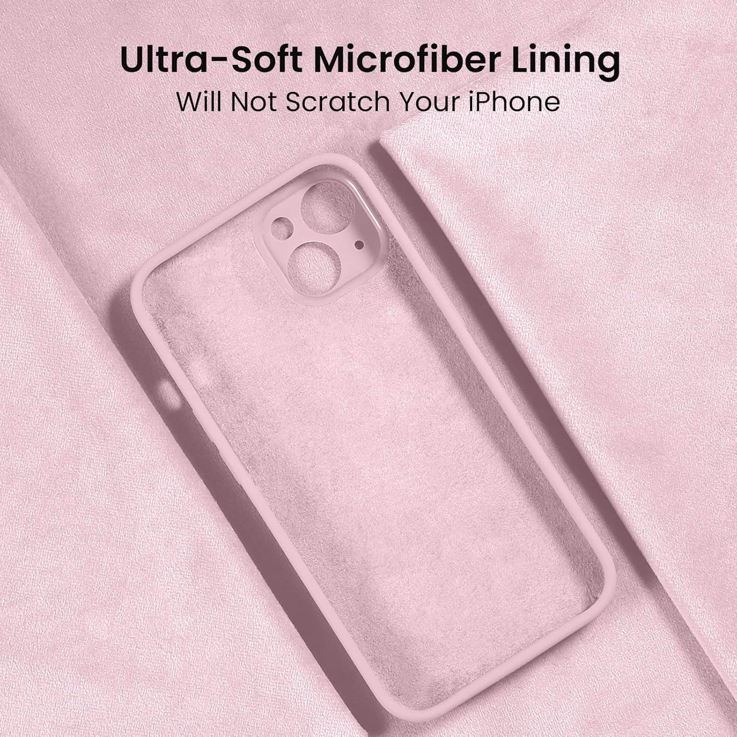 FireNova Designed for iPhone 14 Case, Silicone Upgraded [Camera Protection] Phone Case with [2 Screen Protectors], Soft Anti-Scratch Microfiber Lining Inside, 6.1 inch, Chalk Pink