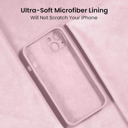 FireNova Designed for iPhone 14 Case, Silicone Upgraded [Camera Protection] Phone Case with [2 Screen Protectors], Soft Anti-Scratch Microfiber Lining Inside, 6.1 inch, Chalk Pink