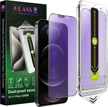 (2-Pack Anti Blue Light Matte Screen Protector for iPhone 12 Pro Max (6.7-Inch),9H Tempered Glass,Anti-Glare,Full Coverage,Anti-Fingerprint,Auto Dust Removal,Bubble-Free