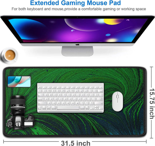 Large Mouse Pad, 31.5x15.7 inch Large Extended Computer Keyboard Mouse Mat, Water Resist Non-Slip Mousepad Rubber Base Long XXL Desk Mouse Pad for Work & Gaming, Office & Home, Dark Green