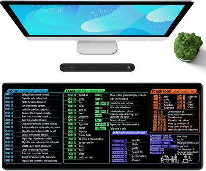 Galdas Gaming Mouse Pad XXL XL Large Long Extended Big Mousepad Non-Slip Rubber Keyboard Desk Pad with Stitched Edges for Laptop Home Office (31.5x11.8x0.08 Inch) … (Shortcut Keys Mac)