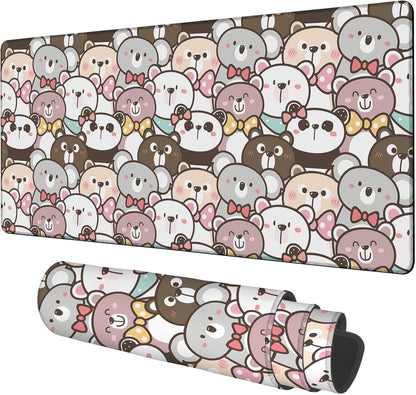Gaming Desk Pad Large Extra Length Panda and Koala Mouse Pad Keyboard Laptop Non-Slip Waterproof with Rubber Base Thick Stitched Edge Mouse Mat for Office Home 35.4 x 15.7 Inches