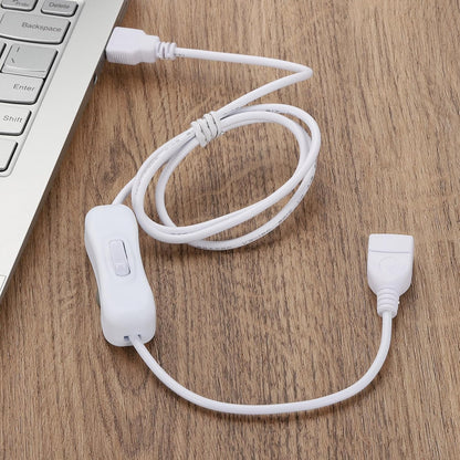 MECCANIXITY USB Cable with ON/Off Toggle Switch, USB Male to Female Extension Cord Inline Switch 2.0m White, for LED Desk Lamp LED Strip