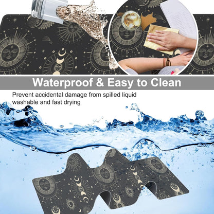 Phase of The Moon Desk Mat,Large Moon Phase Changes Gaming Keyboard Mouse Pad,Non-Slip Rubber Base Desk Pad Thick Stitched Edges Waterproof Mousepad Mouse Mat 31.5"x11.8"