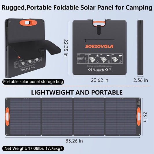 N-Type 16BB 220W Portable Solar Panel for EF/Jackery/Bluetti/Anker Power Station, IP68 Waterproof Foldable Solar Panel ETFE 25% High Efficiency for Outdoor Camping RV Trip