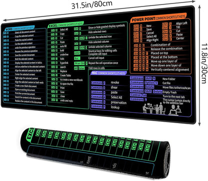 Galdas Gaming Mouse Pad XXL XL Large Long Extended Big Mousepad Non-Slip Rubber Keyboard Desk Pad with Stitched Edges for Laptop Home Office (31.5x11.8x0.08 Inch) … (Shortcut Keys Mac)