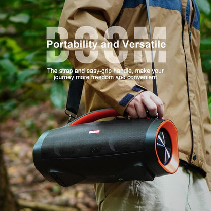 DOSS Extreme Boom Pro Loud Bluetooth Speaker with 100W Stereo Sound, Extra Bass, 20H Playtime, Party-Sync Led Lights, Built-in Power Bank, IPX6 Waterproof for Outdoor, Camping, Pool-Green