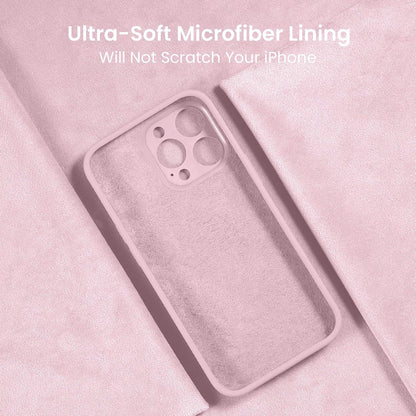 FireNova Designed for iPhone 15 Pro Case, Silicone Upgraded [Camera Protection] Phone Case with [2 Screen Protectors], Soft Anti-Scratch Microfiber Lining Inside, 6.1 inch, Chalk Pink