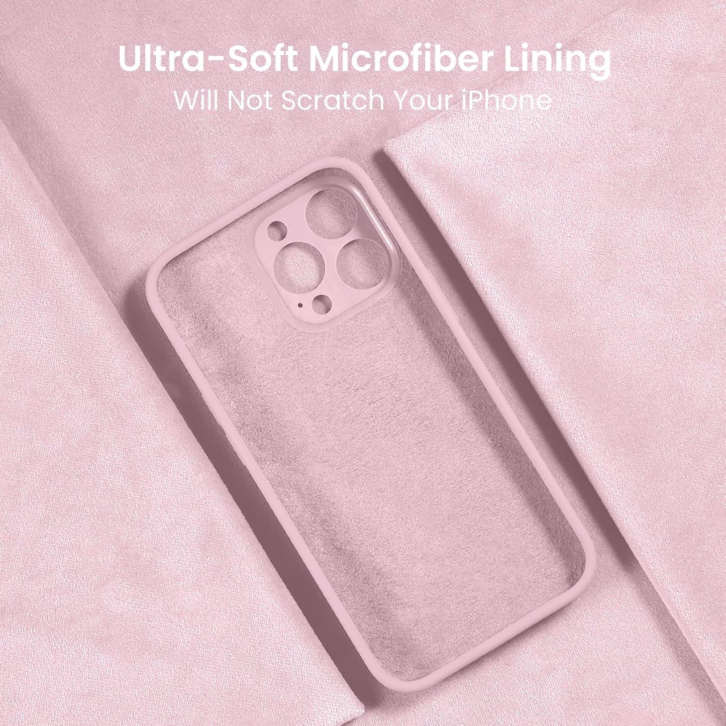 FireNova Designed for iPhone 15 Pro Max Case, Silicone Upgraded [Camera Protection] Phone Case with [2 Screen Protectors], Soft Anti-Scratch Microfiber Lining Inside, 6.7 inch, Chalk Pink