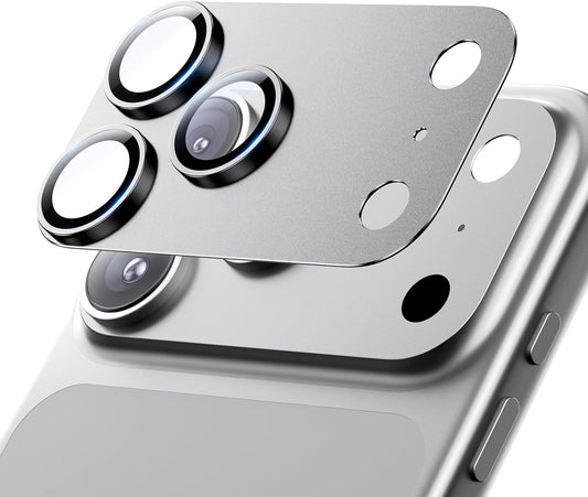 Hoerrye for iPhone 17 Pro Max Camera Lens Protector - [12FT Shatterproof Military Grade] [Strong Adsorption] Metal 9H+ Tempered Glass Camera Screen Full Protective Cover Case Friendly,Silver