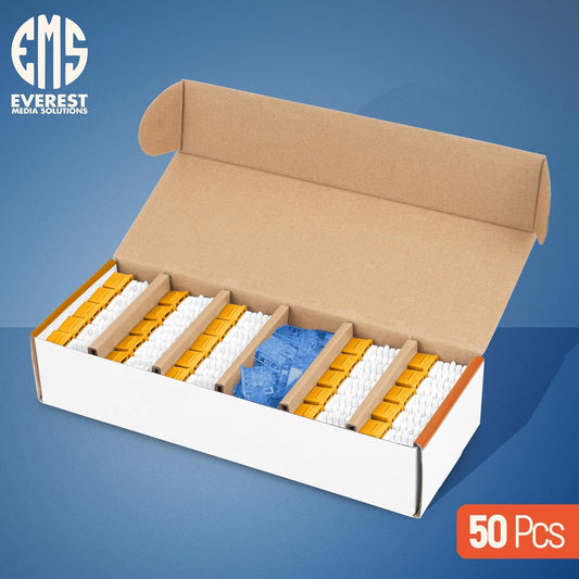 Everest 90° Angled RJ45 Cat5e Keystone Jacks 50-Pack in Yellow - Slim Profile Female RJ45 Connectors - Cat 5e Keystone Jack - Compatible with 90° Angled Speed Termination Tool - easyJACK (B094WB91H3)