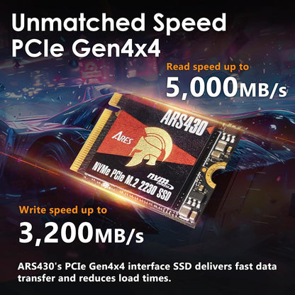 DATO M.2 2230 SSD 1TB, PCIe Gen 4x4 NVMe Internal Solid State Drive with Aluminum Heatsink, Compatible with Steam Deck, ROG Ally, Surface Pro, Mini PCs, Ultrabook, Up to 5000/3200 MB/s - ARES ARS430