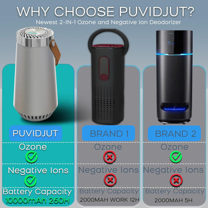 2 in 1 Car Air Purifier-Air Ionizer Plus Ozone Machine-Clean Odor,Dust,Smoke Smell for Car,Bathroom,Bedroom