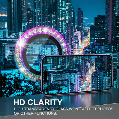 Choiche [3+1 for iPhone 14 Pro/iPhone 14 Pro Max Camera Lens Protector Bling, 9H Tempered Glass Camera Cover Screen Protector Metal Ring Decoration Accessories (Diamond-Colorful)