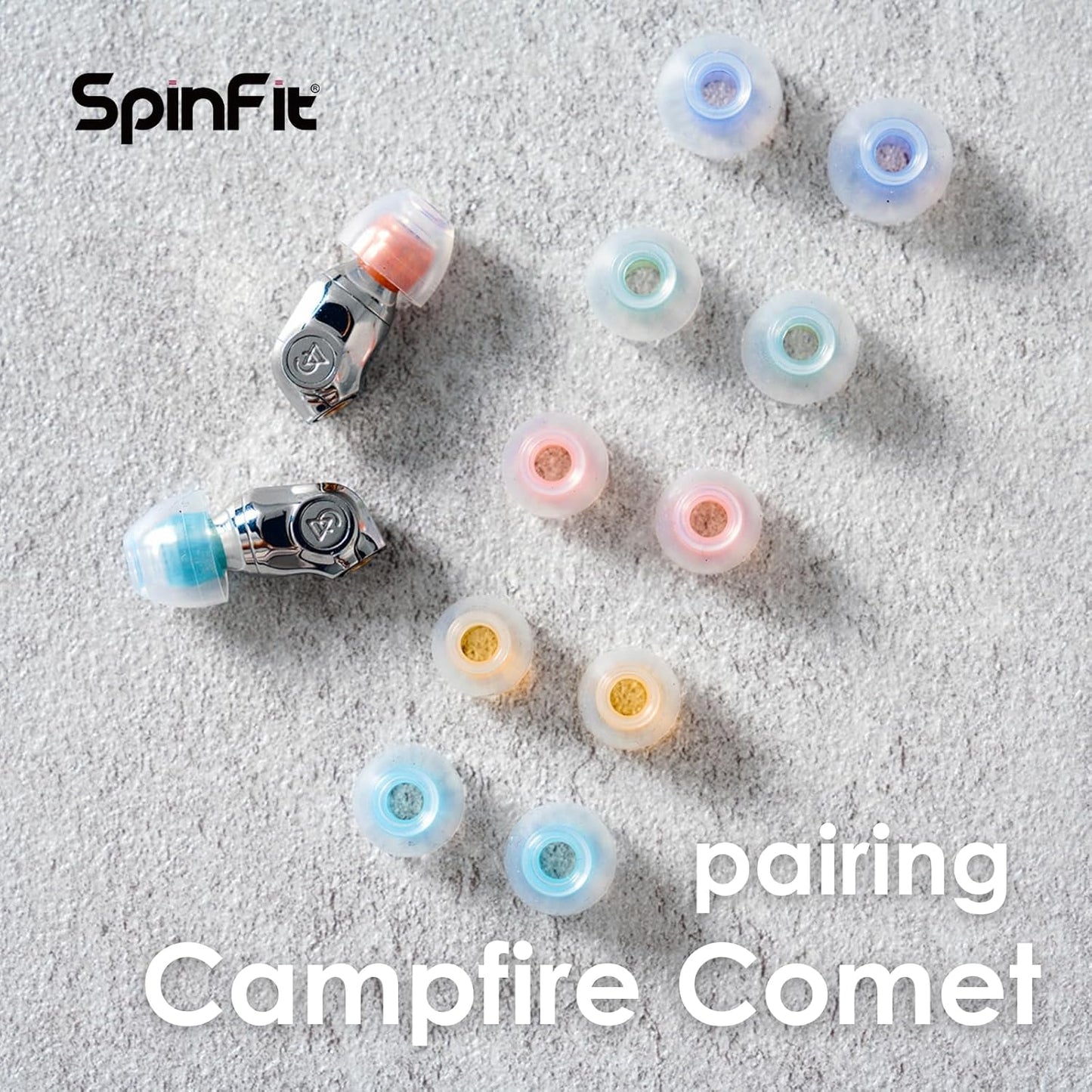 SpinFit W1 for IEM - MS - Patented Medical-Grade Silicone Ear Tips, Double W-Shaped Tube Core, More Stability