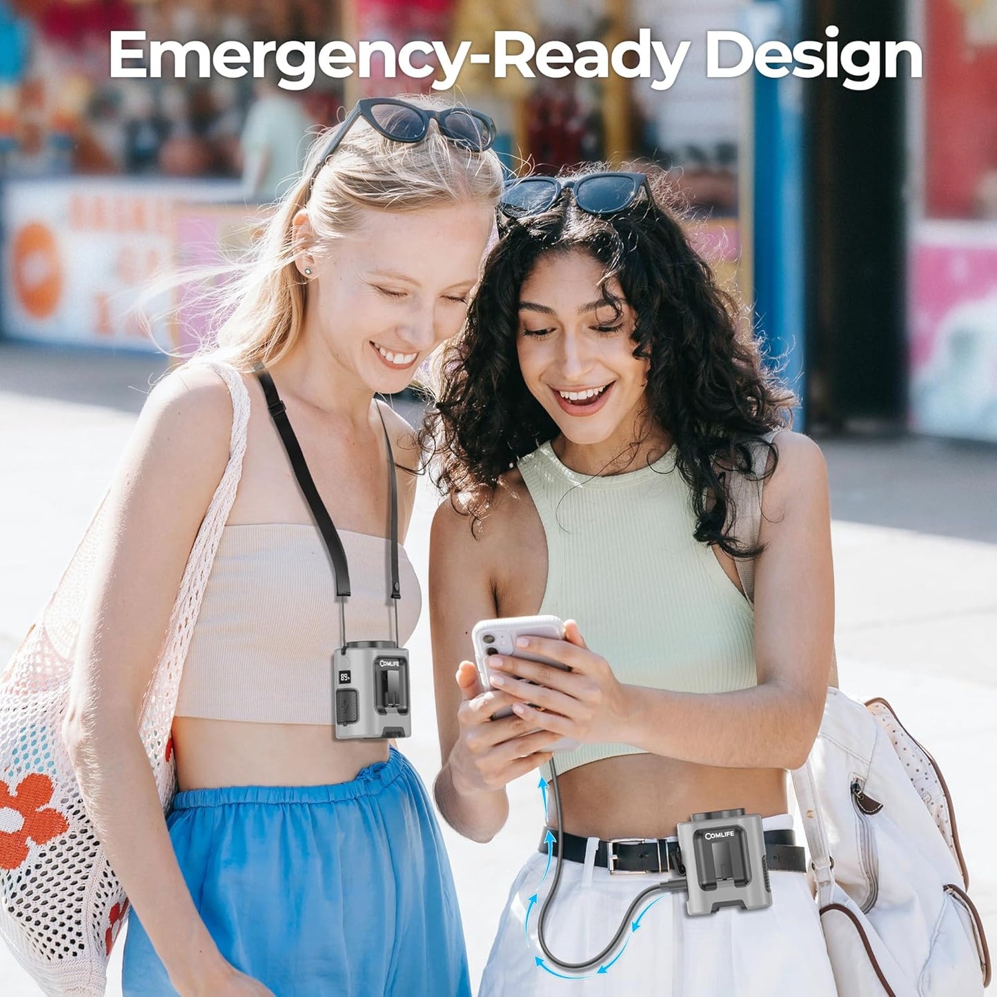 COMLIFE Portable Mini Waist Fan - Rechargeable Clip on Wearable Belt Fan, Max 25H Cooling,4 Speeds 13000RPM Turbo Hands-Free Under-Shirt Neck Fan for Outdoor Jobsite Camping Traveling