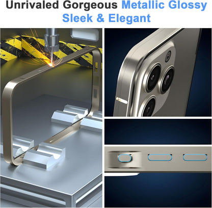 Privacy Magnetic Case for iPhone 16 Pro Max with Metal Titanium Frame Privacy Screen Protector & Camera Lens Protector, Magnetic Adsorption Double Sided Glass Case Anti Peep Anti Spy Phone Cover