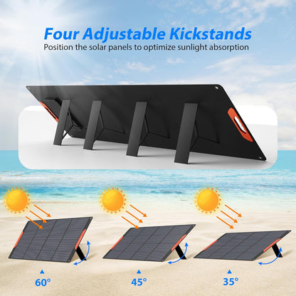 200W Portable Solar Panels for Power Station, 24% High Efficiency, 200 Watt Monocrystalline Foldable Solar Panel Charger with 5V USB/20V DC Output, Adjustable Kickstand for Camping, Off-Grid Living