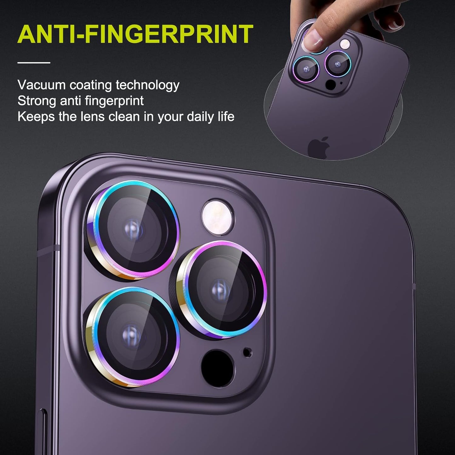 WSKEN for iPhone 14 Pro/iPhone 14 Pro Max Camera Lens Protector,[Night Shooting Mode] HD Tempered Metal Glass Camera Screen Protector Cover Film Accessories, Colorful