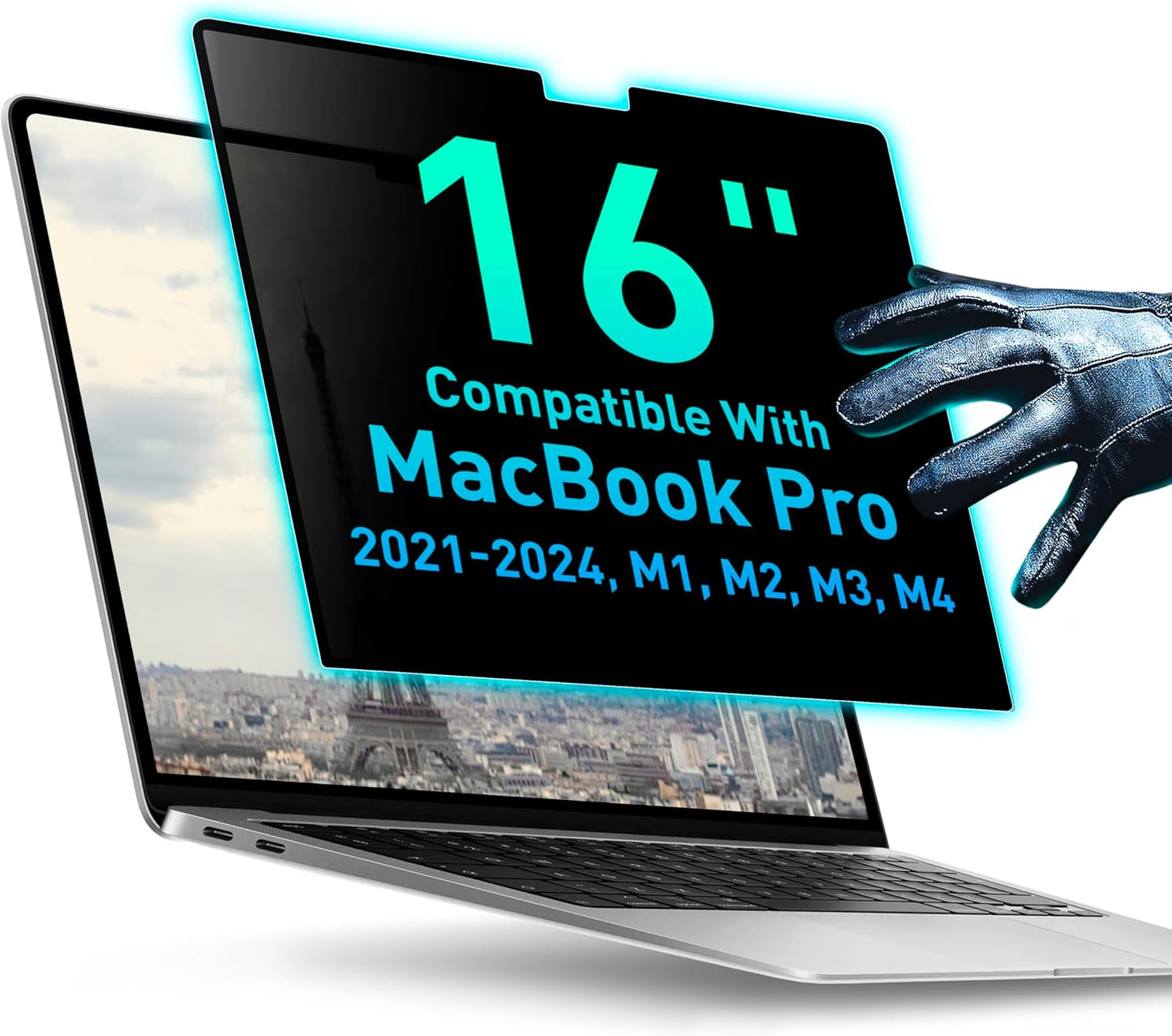 Magnetic Privacy Screen Compatible with MacBook Pro 16" 2021, 2022, 2023, 2024, M1, M2, M3, M4 Anti-Blue Light Laptop Screen Protector Filter Blue Light Blocking Filter