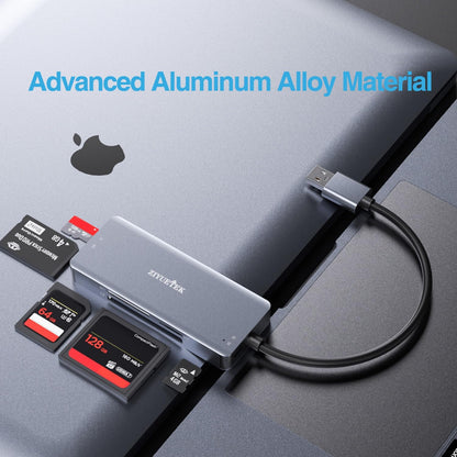 USB C USB3.0 SD Card Reader, 5in1 Multi Card Reader for SD/TF/CF/Micro SD/MS/M2, Drive Free for iPhone 15 pro max/Windows/Mac/Linux/Android (USB3.0 and Type-C)