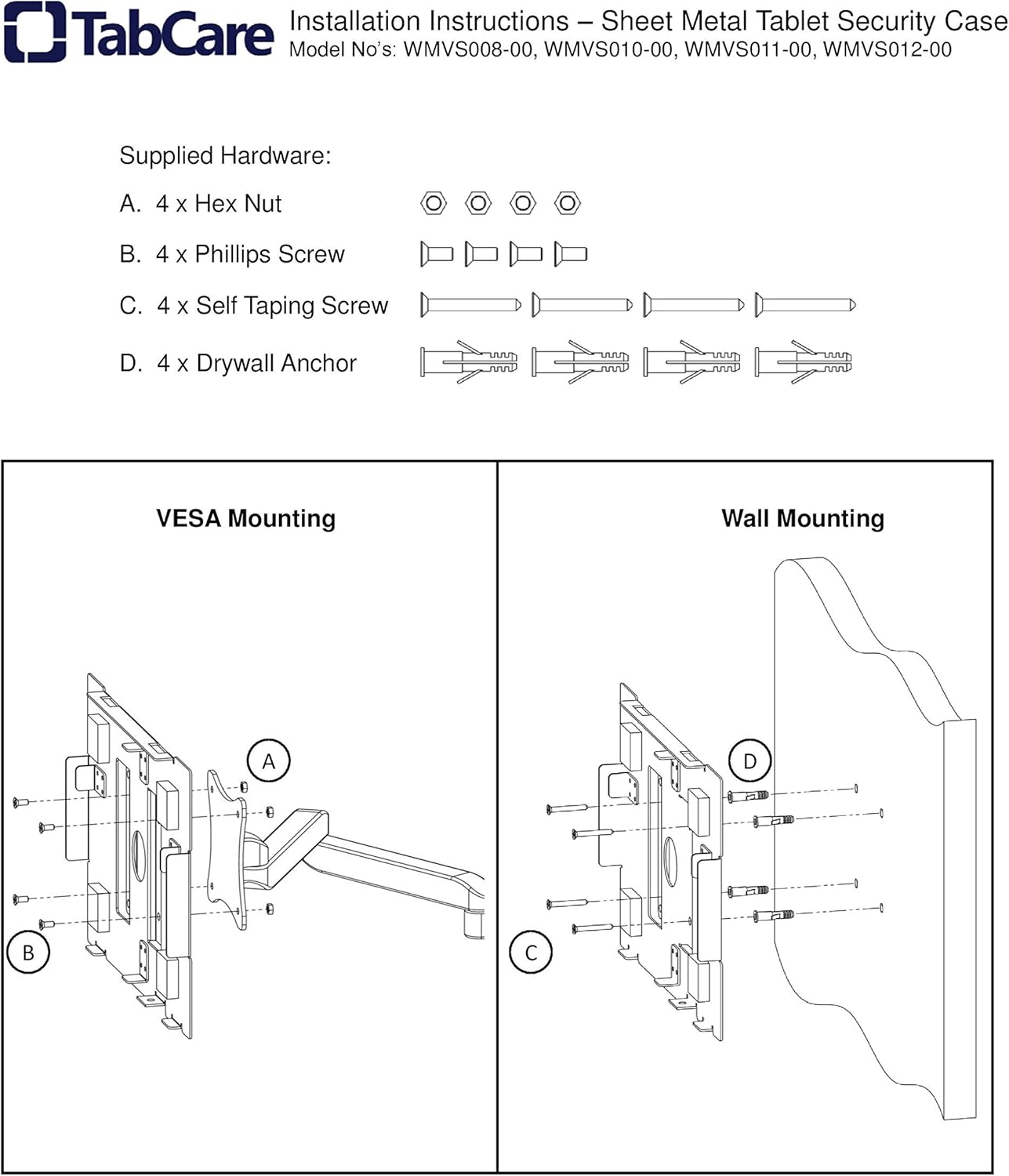 TABcare Locking Anti-Theft Metal Case for Samsung Galaxy TAB A8 10.5" Tablet for Kiosk, POS, Store, Show Display, Time Clock (TAB A8 10.5, Black)