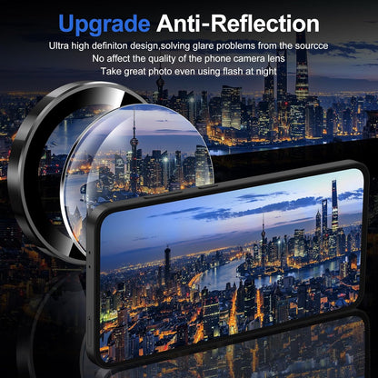 for Samsung Galaxy S24 FE Camera Lens Protector, Individual Metal Ring Tempered Glass Lens Cover, [Strong Adsorption] Scratch Resistant Ultra-Thin HD Clear Lens Cover, 1 Set-Black Ring