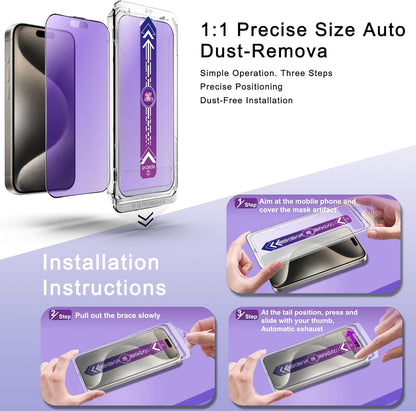 2 Pack Anti Blue Light Matte Screen Protector for iPhone 16 Pro Max 6.9-Inch Auto Dust Removal, No Bubbles, Tempered Glass Film, Easy Installation