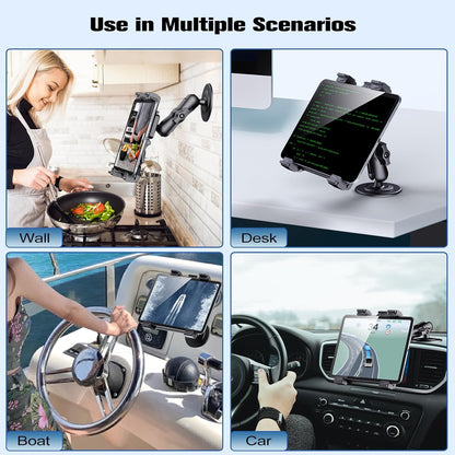 OHLPRO Tablet Wall Mount, Sticky iPad Holder, Damage-Free Adhesive Wall Dock for iPad, Galaxy Tab, and 7-11" Tablets, 360° Rotation Tablet Holder for Car, Bed, Yoga, Kitchen